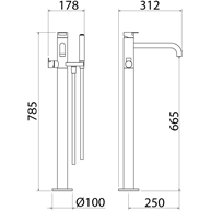 Bathtub faucet freestanding TEK ZERO stainless steel TOK071