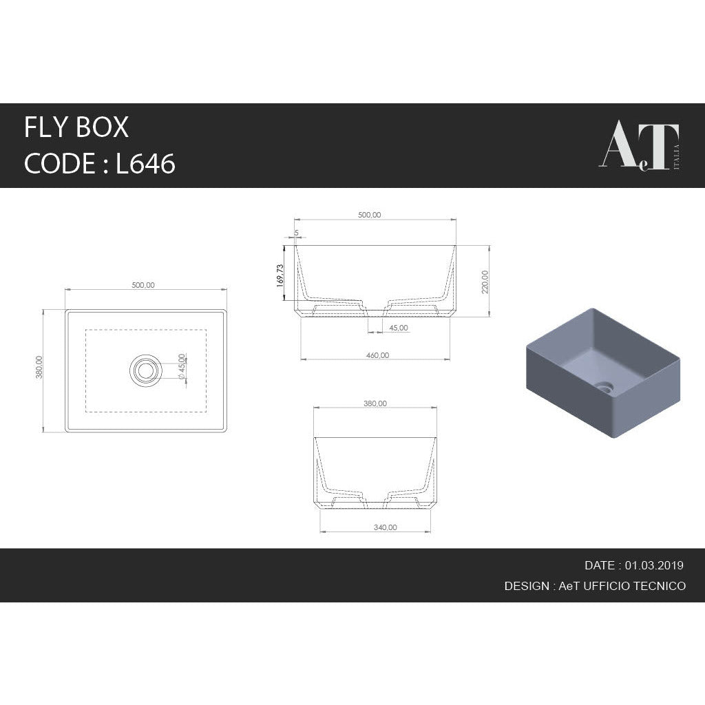 Lavello in porcellana FLY BOX L646