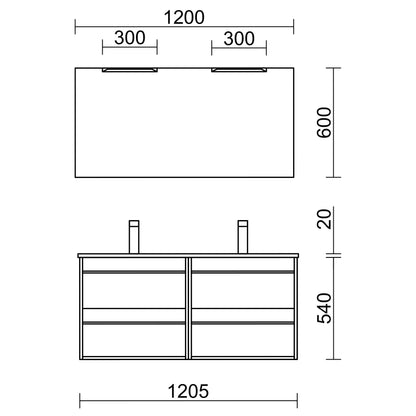 Vanity Attila 48 pollici (1200) 4 cassetti rovere Ostippo