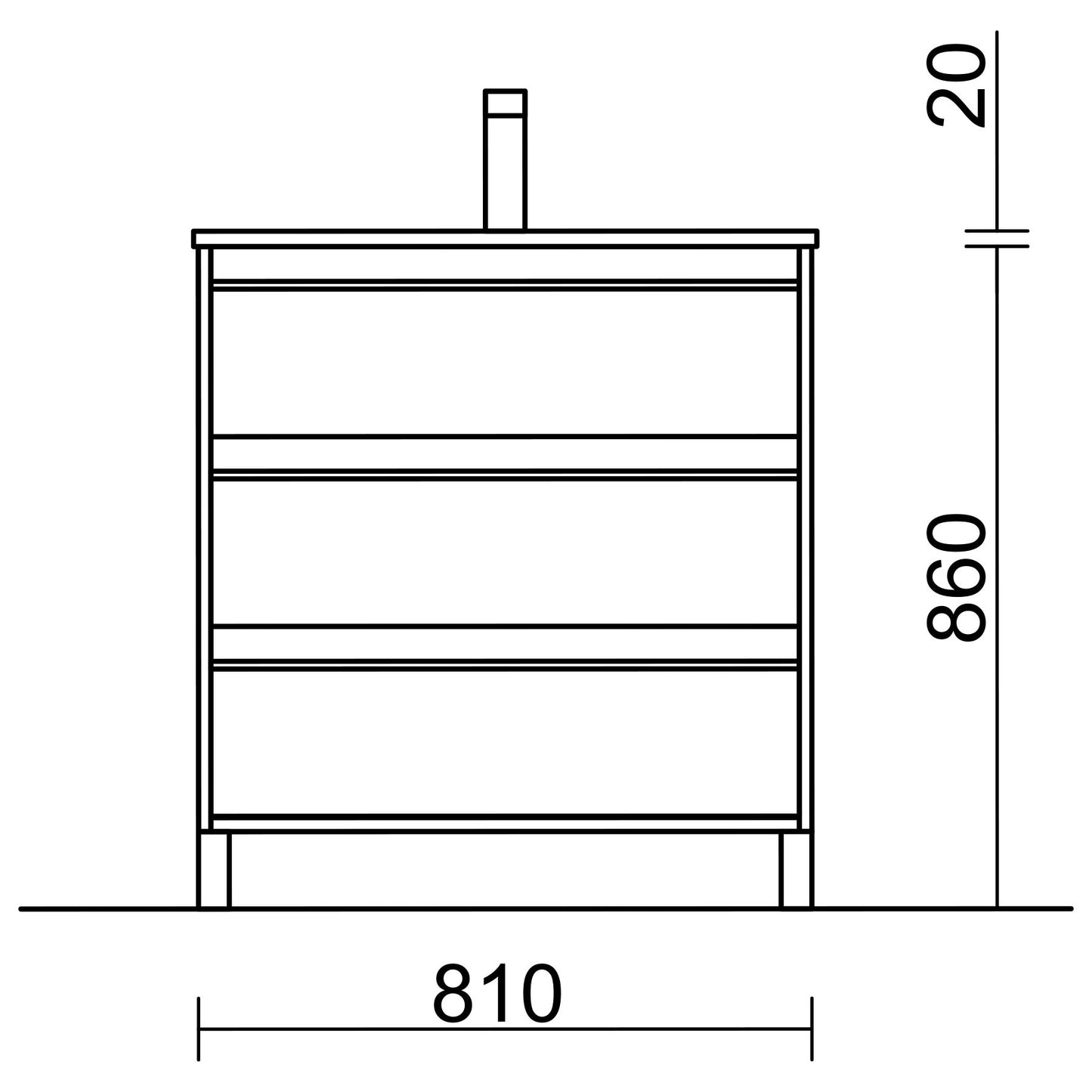 Vanity Attila 32 inches (800) 3 drawers Gloss white