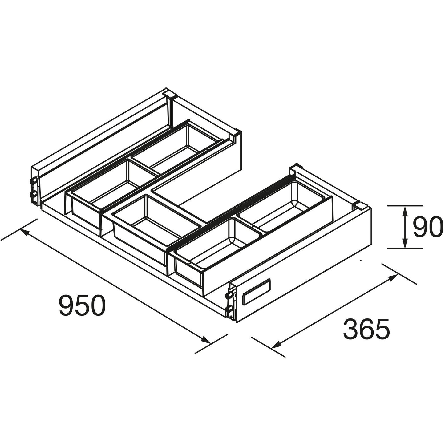 Metalic drawer with cutout for Monterrey