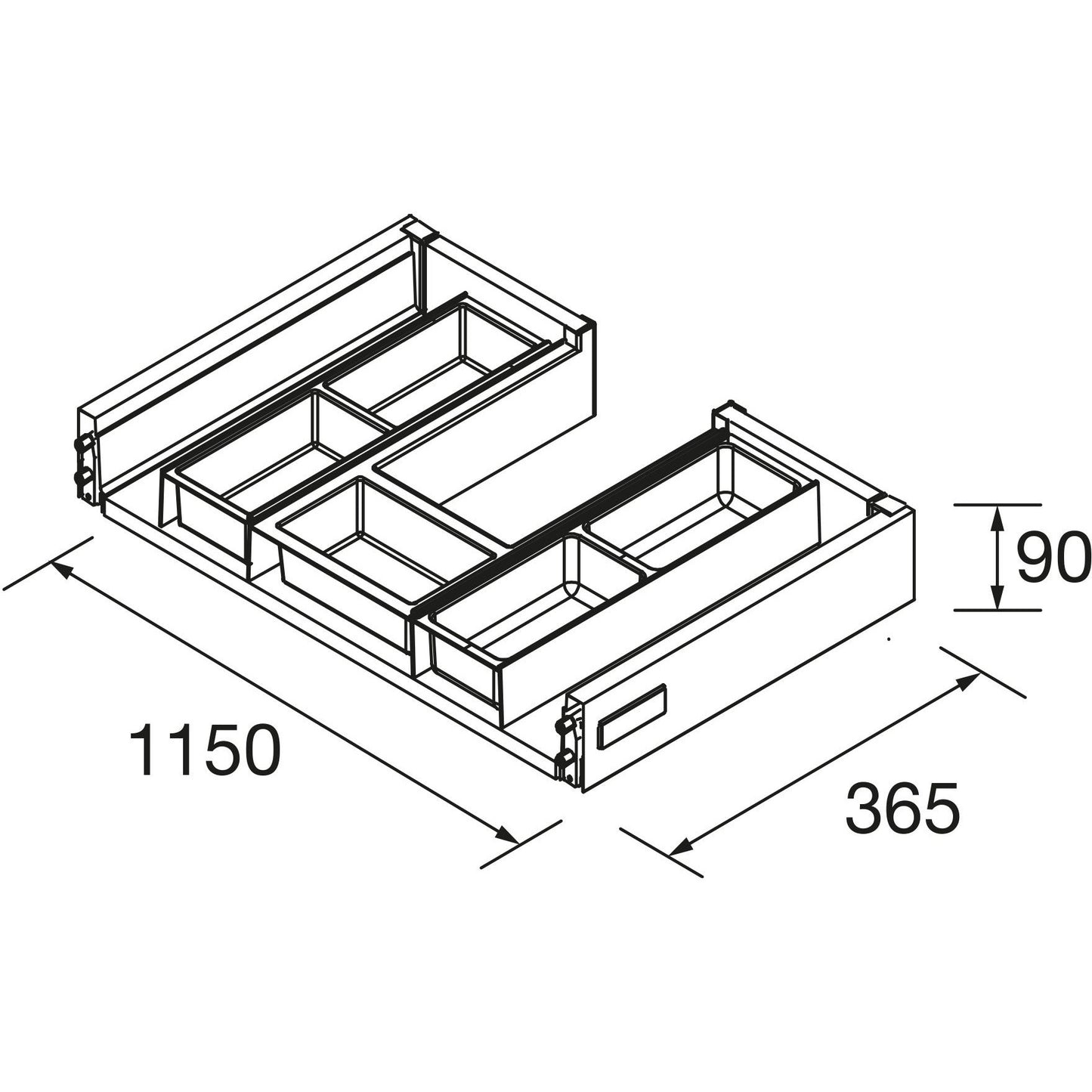 Metalic drawer with cutout for Monterrey