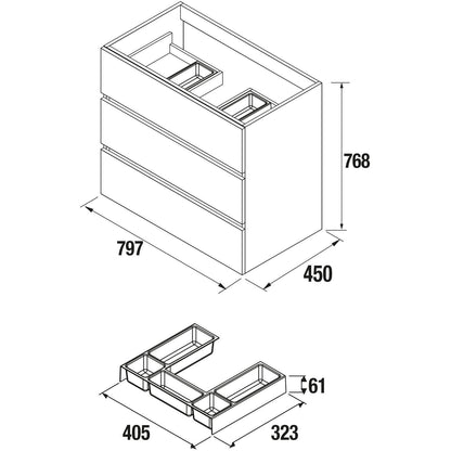 Vanity Fussion line 32 inches (800) 3 drawers Alsacia