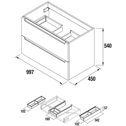 Vanity Monterrey 24 Inches (600) 2 drawers Bay pine