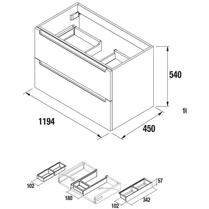 Vanity Monterrey 48 Inches (1200) 2 drawers Gloss white