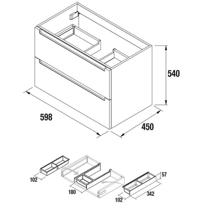 Vanity Monterrey 24 Inches (600) 2 drawers Gloss white