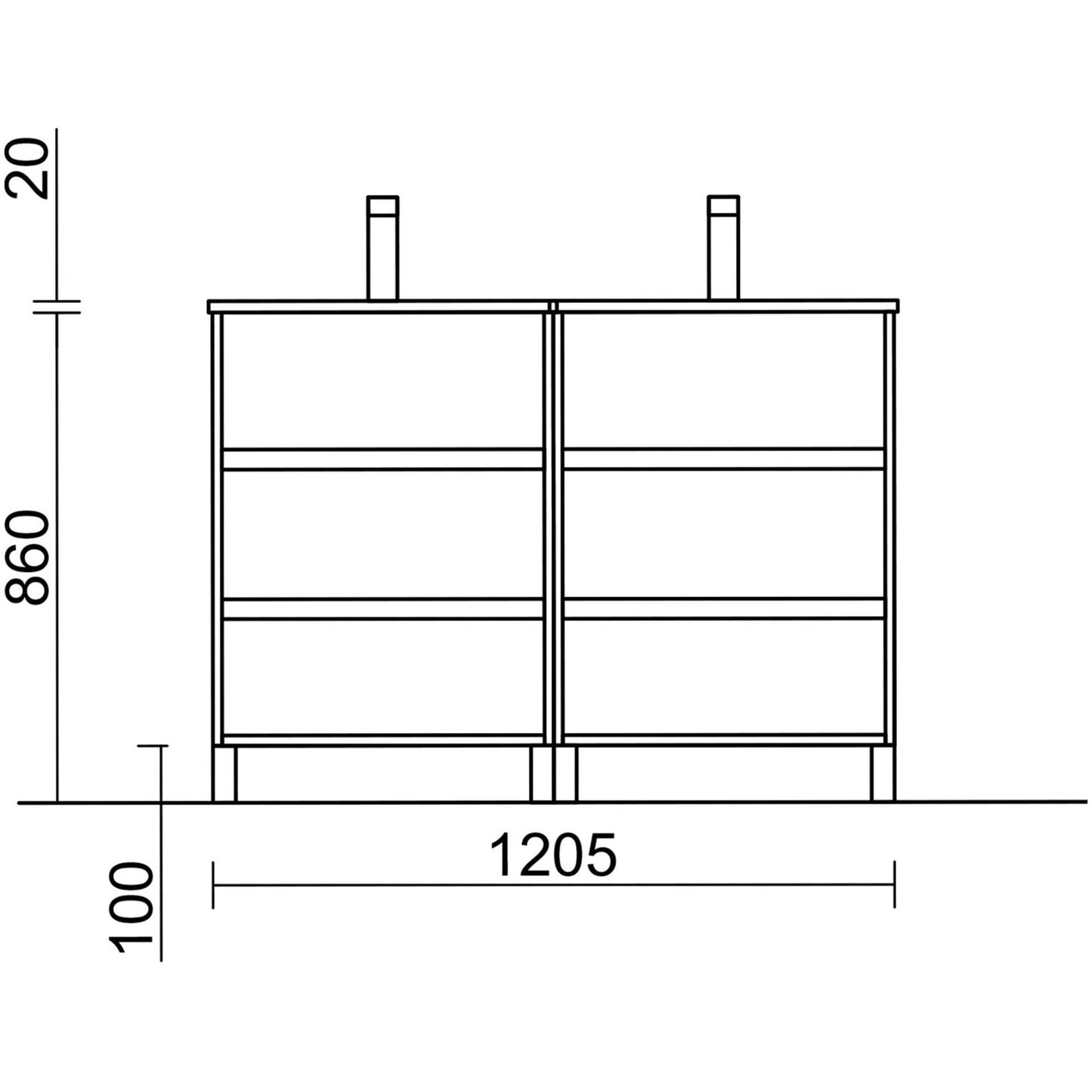 Vanity Arenys 48 inches (1200) 6 drawers Matte grey