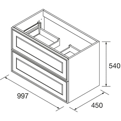 Vanity Renoir 40 inches (1000) 2 drawers Blue fog