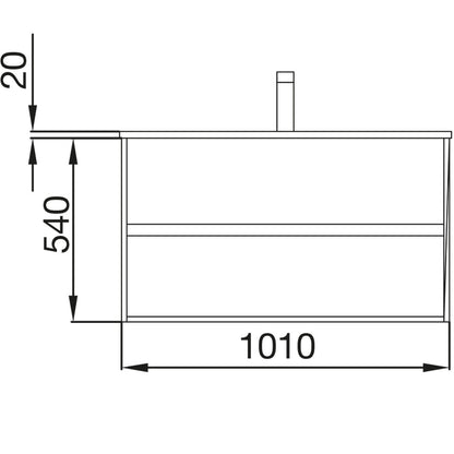 Vanity Noja 40 pollici (1000) 2 cassetti Grigio opaco