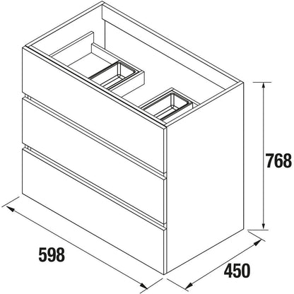 Vanity Fussion line 24 inches (600) 3 drawers Sbiancato *Limited quantity*